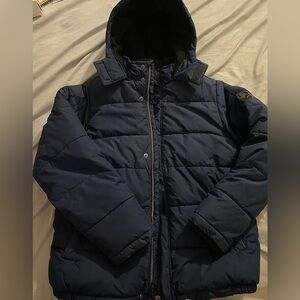 nautica dark blue puffer jacket with hood